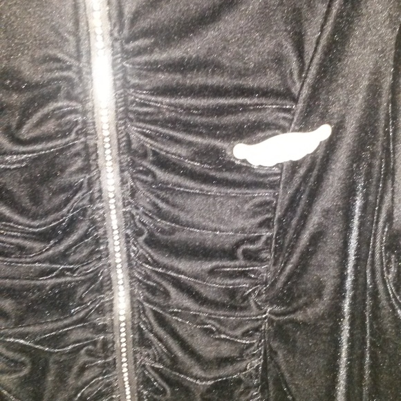APPLE BOTTOM BLACK TRACK JACKET W/ BLING ZIP SZ.L - Picture 3 of 4